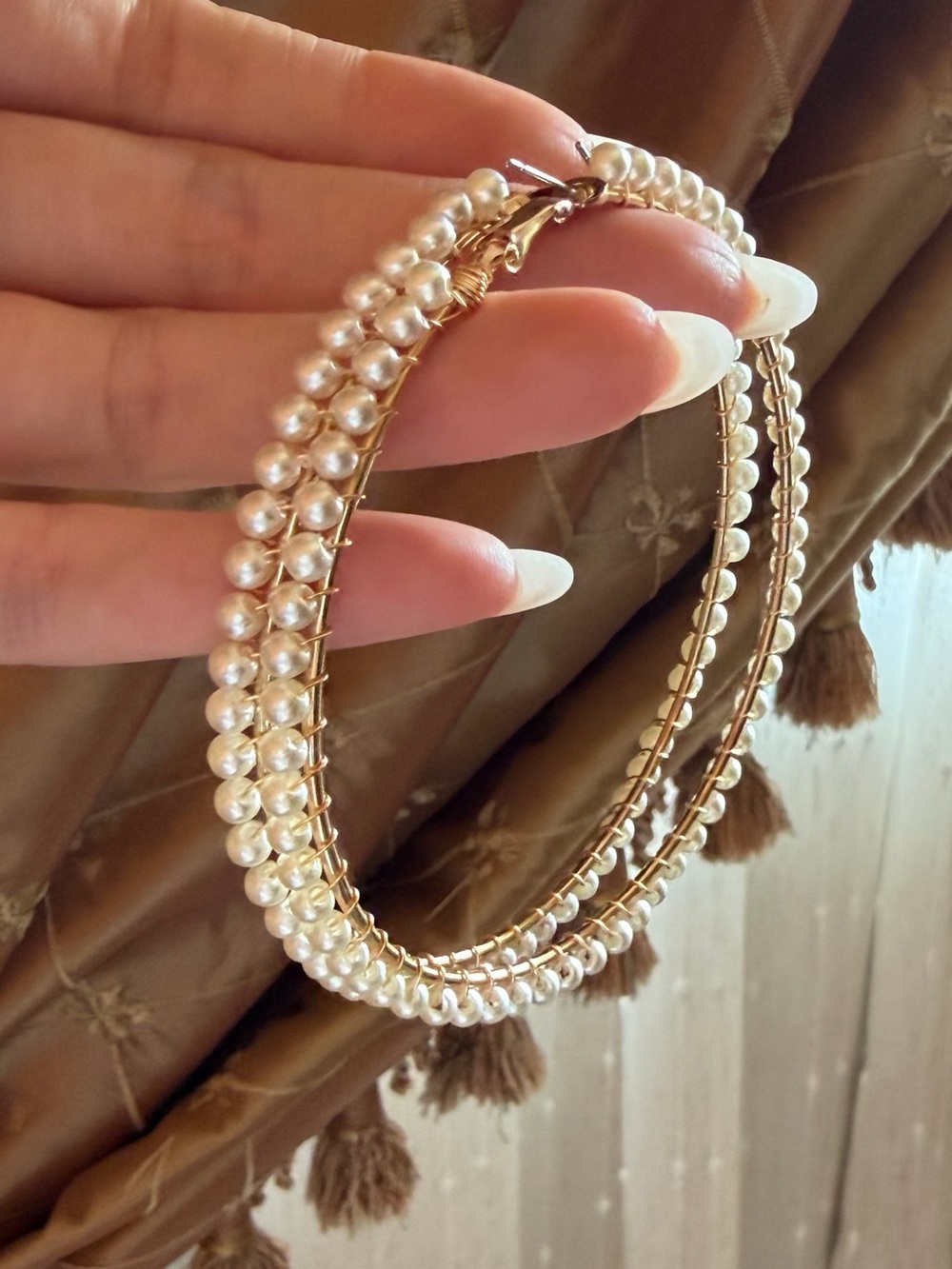 Gold Hoop Earrings with Pearls - Timeless Pearl-Trim Hoops